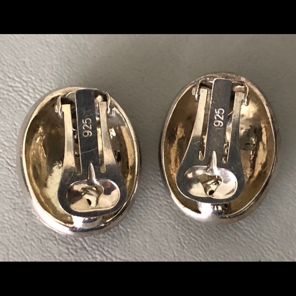 Vintage Marcasite 925 Clip Earrings - Picture 4 of 7